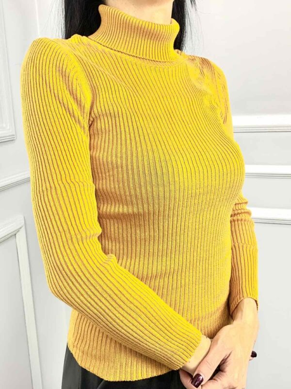 Дамска плетена блуза в цвят горчица код B0154-3