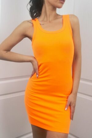Дамска рокля изчистена цвят неон оранжев код R0013/6