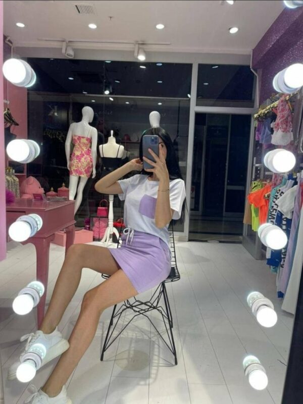 Дамски комплект блуза с пола в лилав цвят код R0063-3
