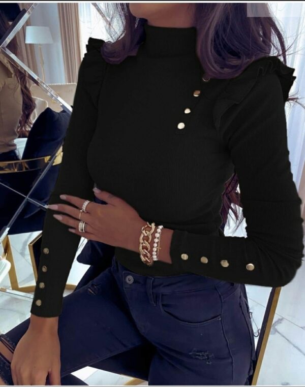 Дамска блуза с копчета цвят черно код B0061