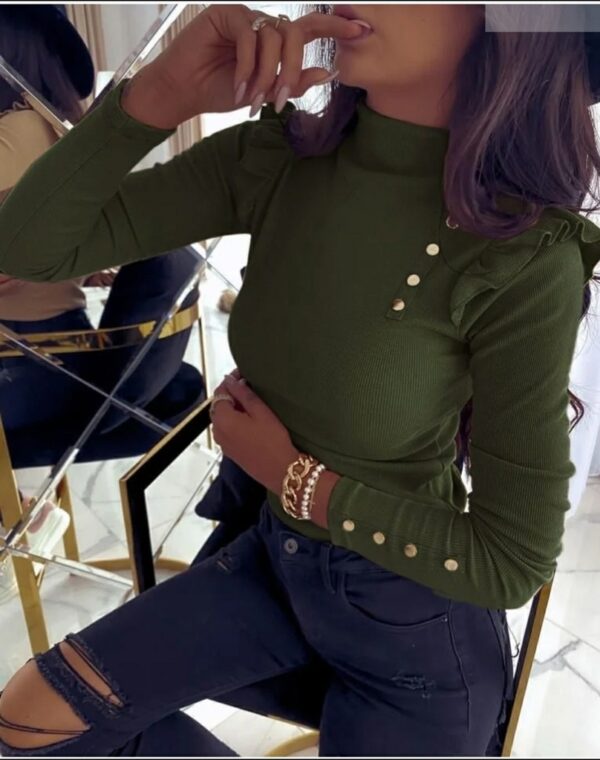 Дамска блуза с копчета цвят зелено код B0061-2