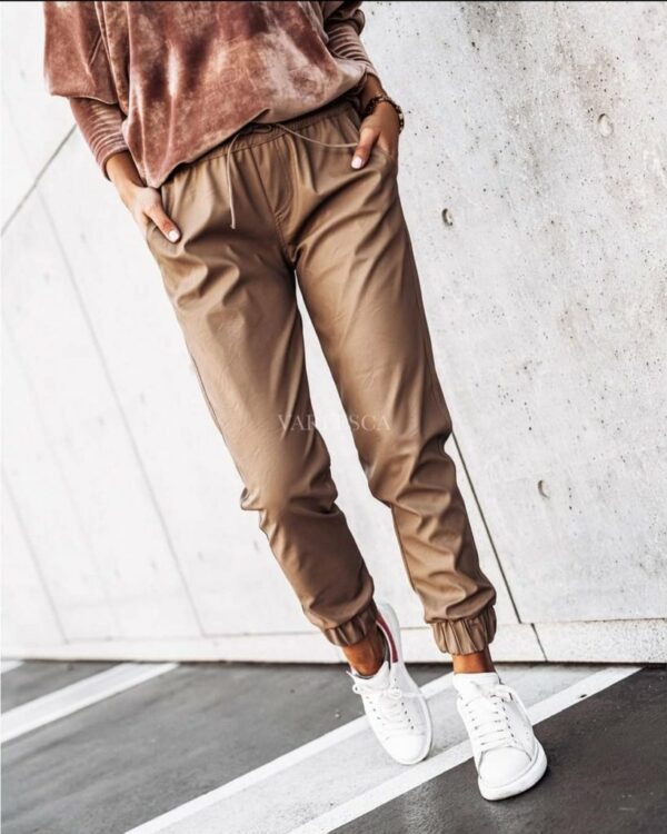 Дамски панталон от еко кожа в кафяв цвят код D0050
