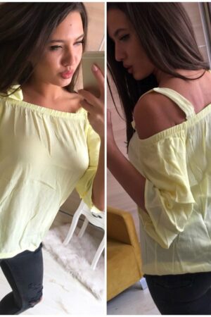 Дамска тениска с презрамки и интерески ръкави в цвят жълто код T0030/3