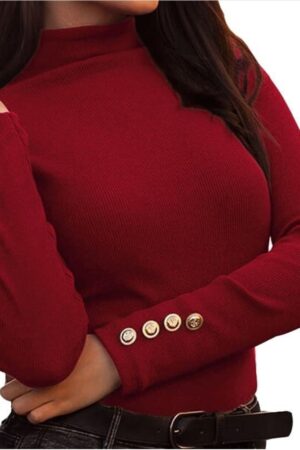 Дамска блуза поло с копчета цвят бордо код B0034-1