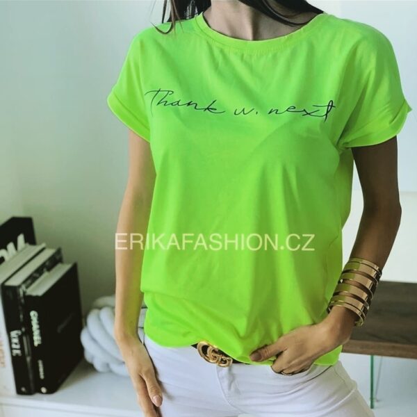 Дамска тениска с надпис цвят неон зелено код T0016-6