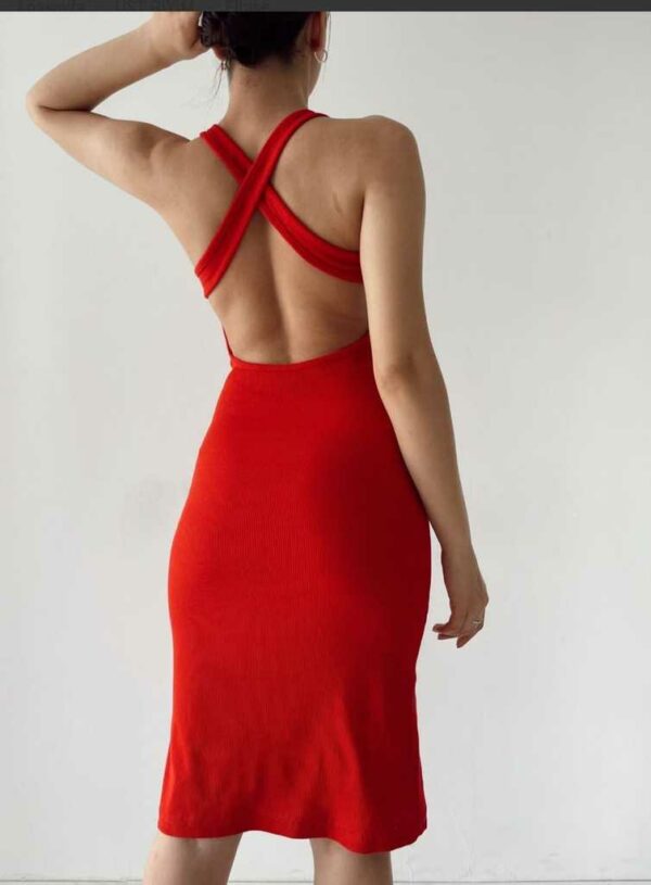 Дамска спортно-елегантна рокля цвят червено код R0091-1