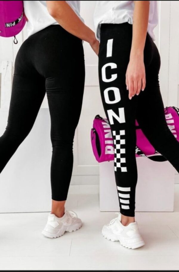 Дамски фитнес клин със щампа в черен цвят код K0105