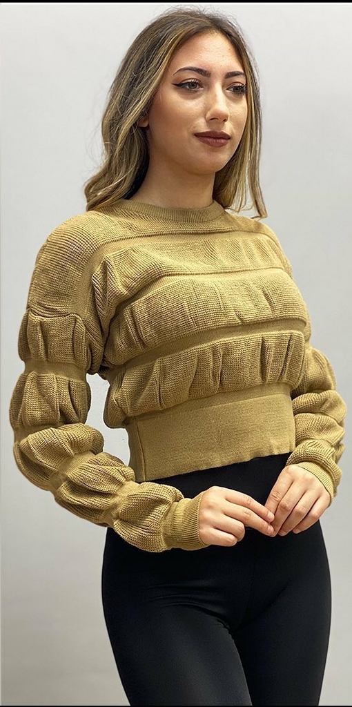 Дамска блуза плетиво цвят бежаво код B0048