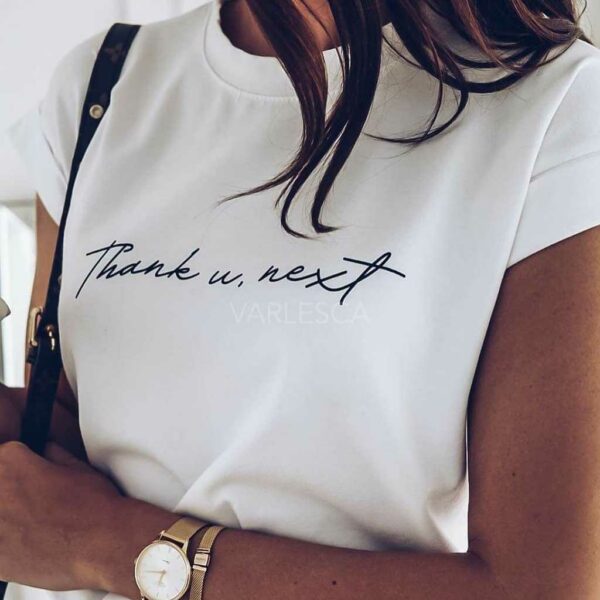 Дамска тениска с надпис цвят бяло код T0189