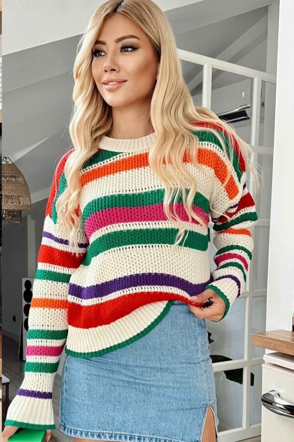 Дамски пуловер с едра плетка PL0003 -2