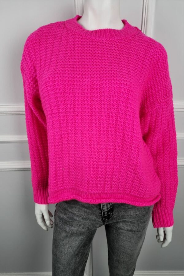 Свободен пуловер с едра плетка PL0017 -3