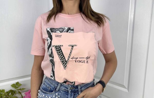 Дамска тениска Vogue пудра T0443-2