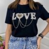 Дамска тениска Love черна T0444 - Image 2