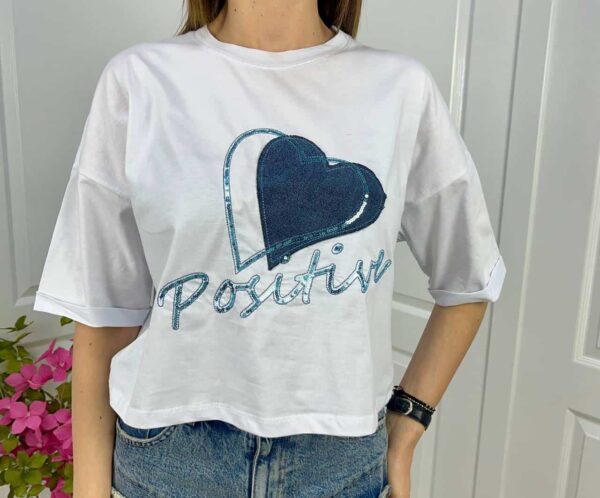 Дамска тениска Positive бяла T0432-1 - Image 2