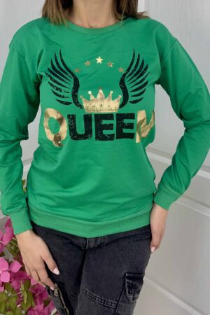 Дамска свободна блуза-зелена B0303-5