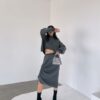 Дамски комплект пола и блуза сив ED0486