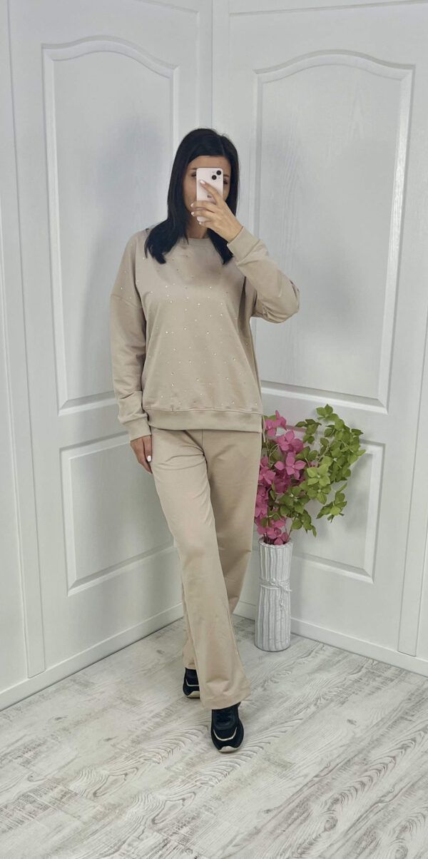 Дамски комплект с камъчета бежов ED0466 - Image 3