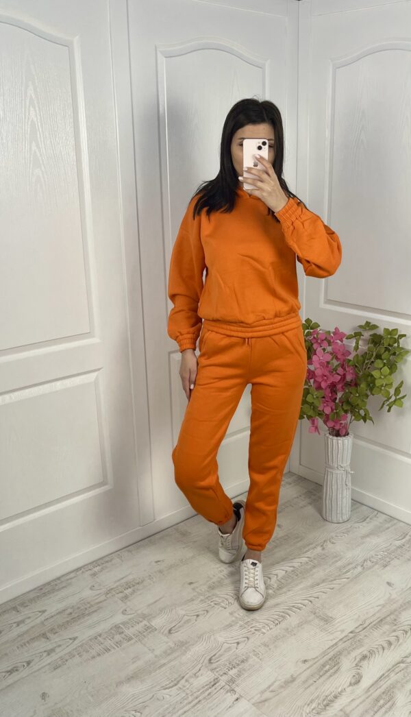 Дамски спортен ватиран комплект оранжев ED0475-1 - Image 4