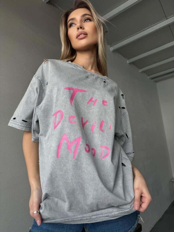 Дамска тениска-сив-T0518 - Image 3