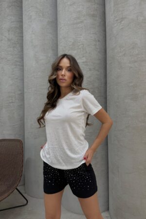 Дамски комплект с камъчета черно- ED0662-1