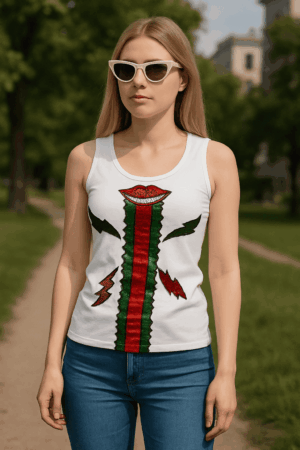 Дамски потниk с пайети бял PK0107-1
