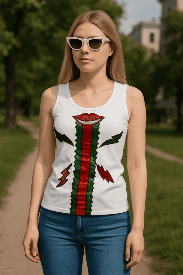 Дамски потниk с пайети бял PK0107-1